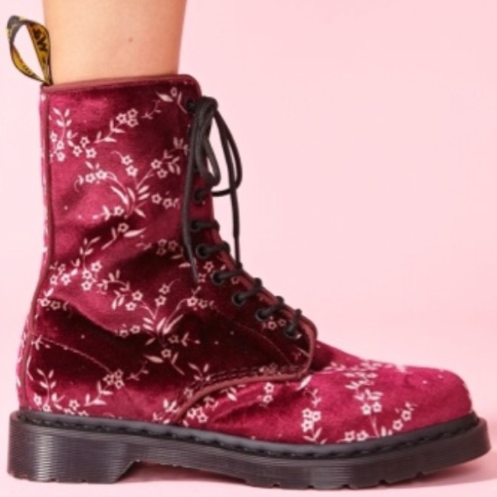 Dr. Martens Avery Cherry Velvet Blossom Boots